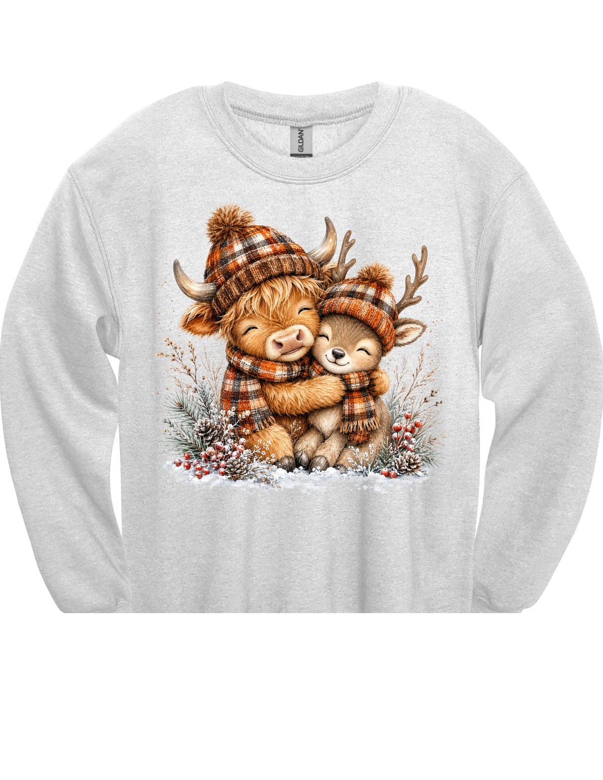 Winter Besties Highland Cow & Reindeer DTF Transfer & Apparel