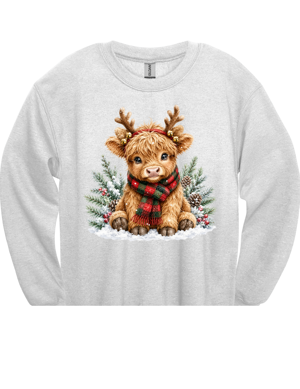 Christmas Reindeer Highland Cow DTF Transfer & Apparel
