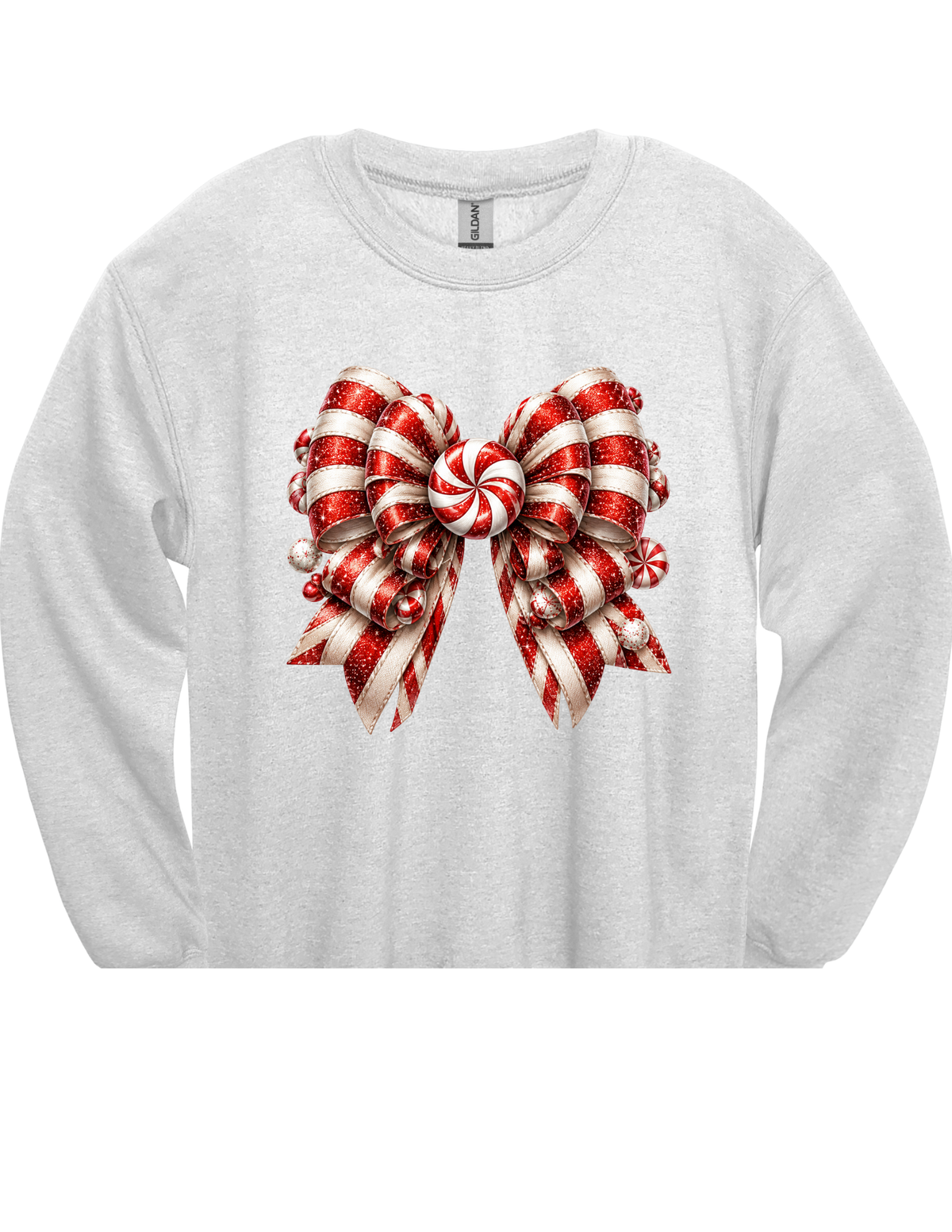 Peppermint Christmas Bow DTF Transfer & Apparel