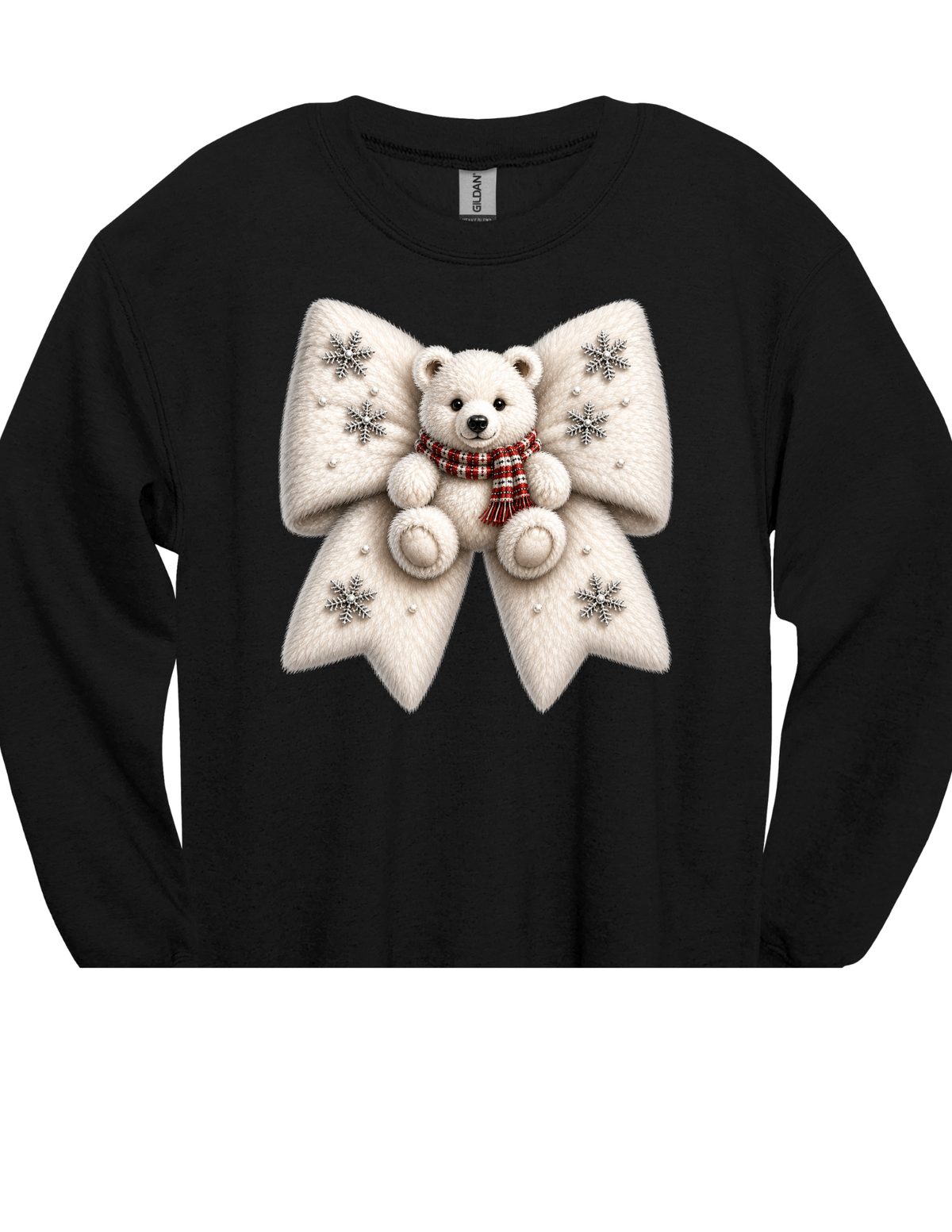 Cozy Teddy Bear Winter Bow DTF Transfer & Apparel
