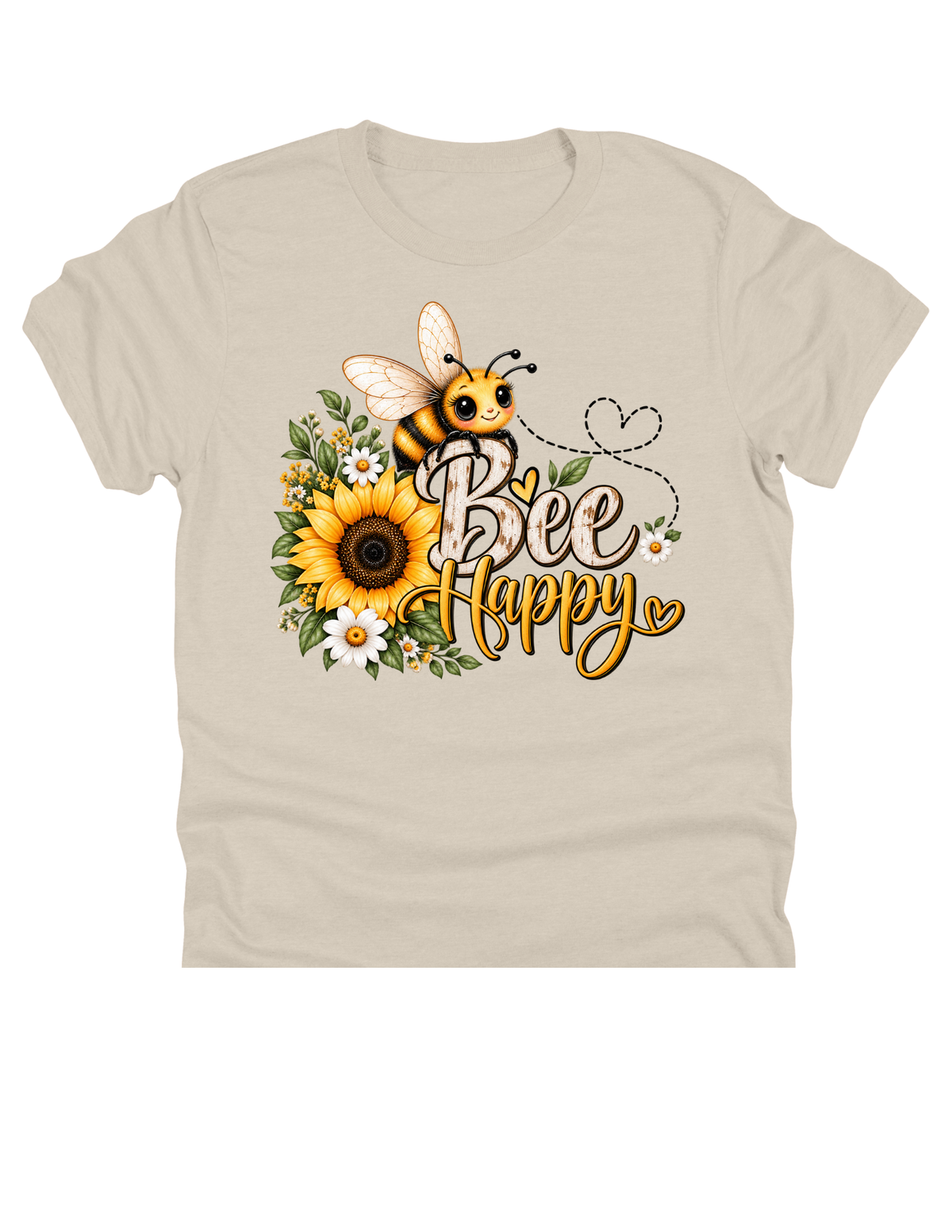 Bee Happy Sunflower DTF Transfer & Apparel
