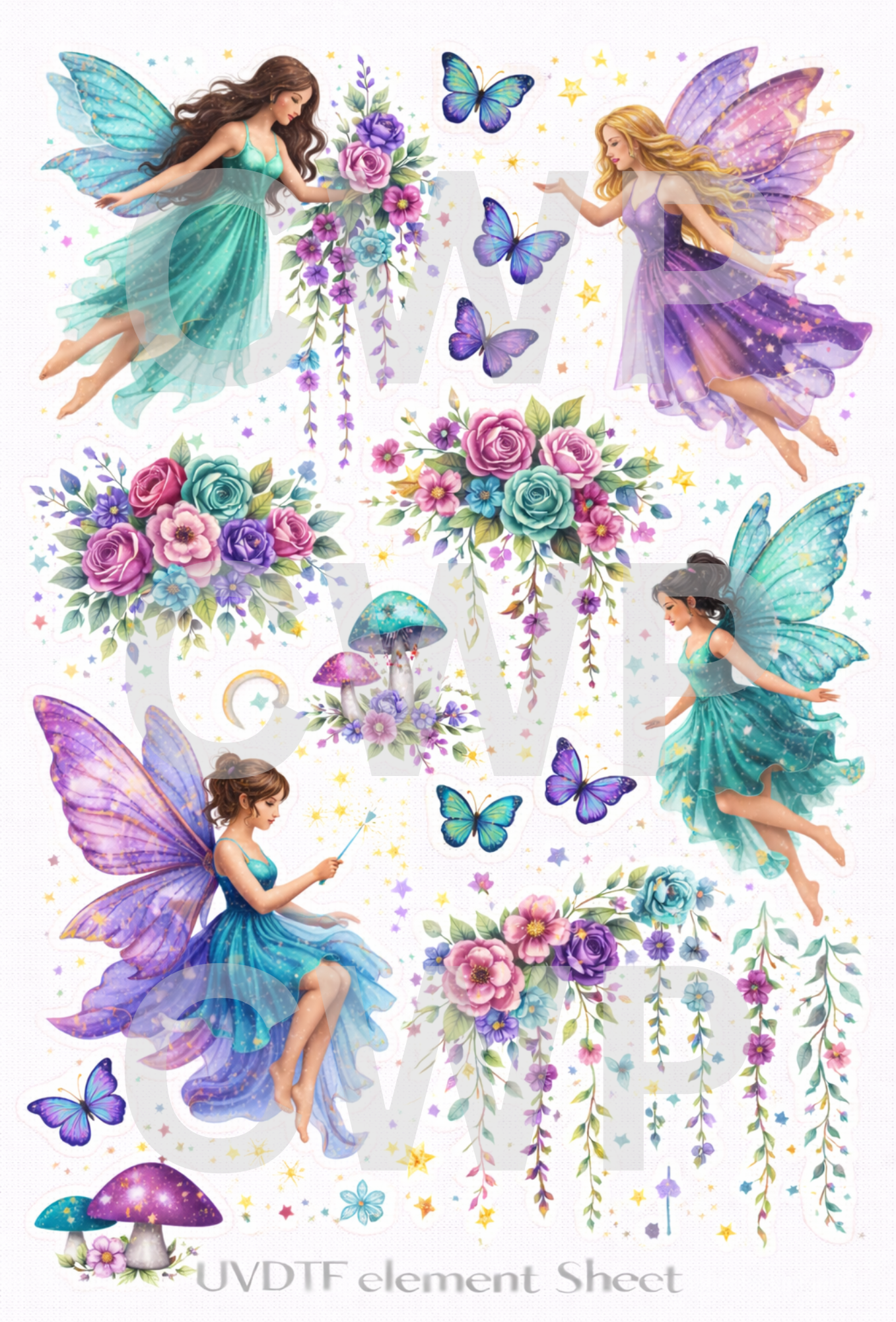 UVDTF 9.5 x14 Element Sheet Fairy designs