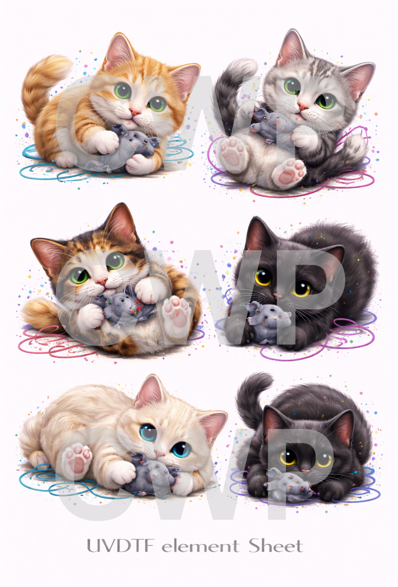 UVDTF 9.5 x14 Element Sheet Cute Kittens