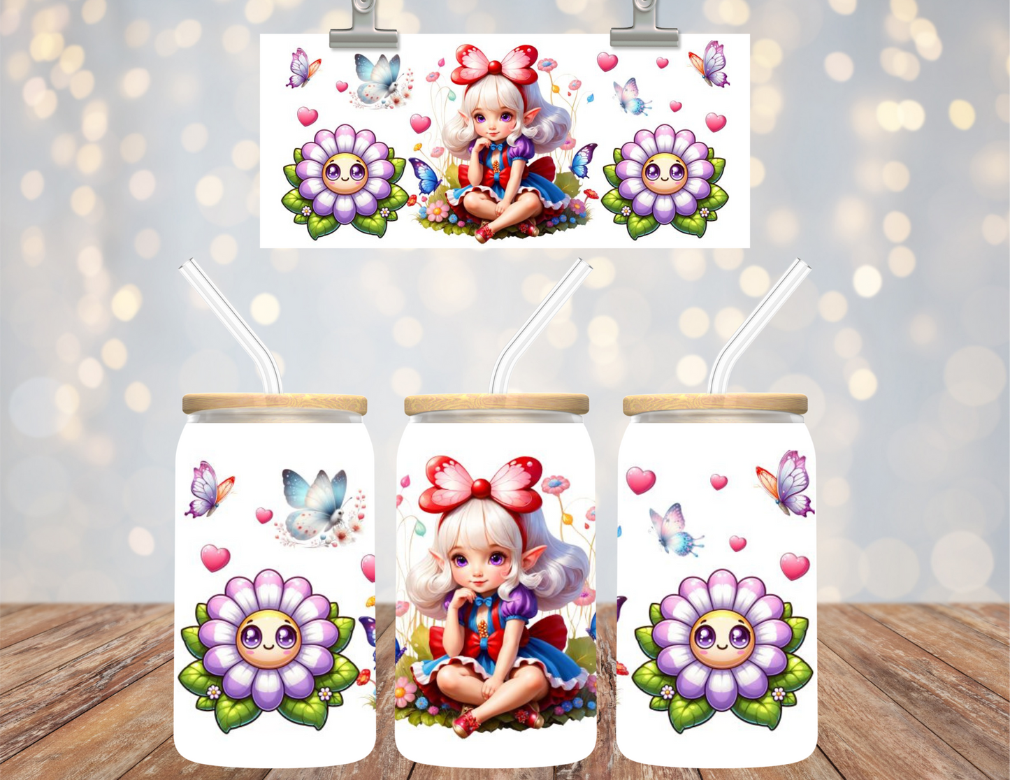 Uv Dtf Cup Wrap Butterfly bow fairy 682