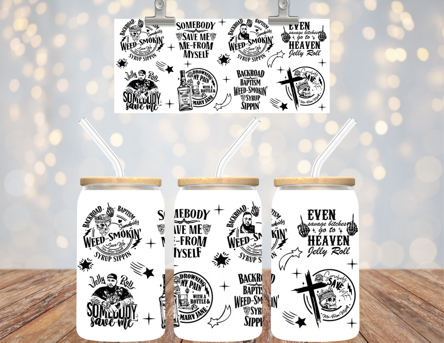 UVDTF 16 oz Cup Wrap Somebody Same Me 6153