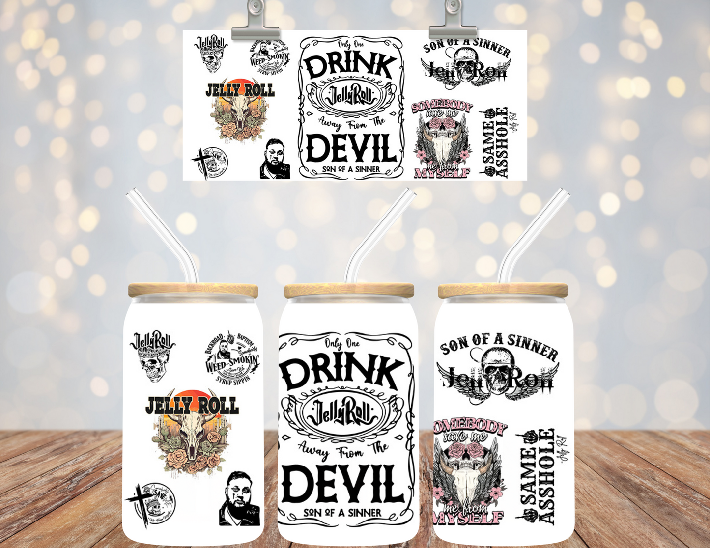 UVDTF 16 oz Cup Wrap Only one drink away from the devil 6156