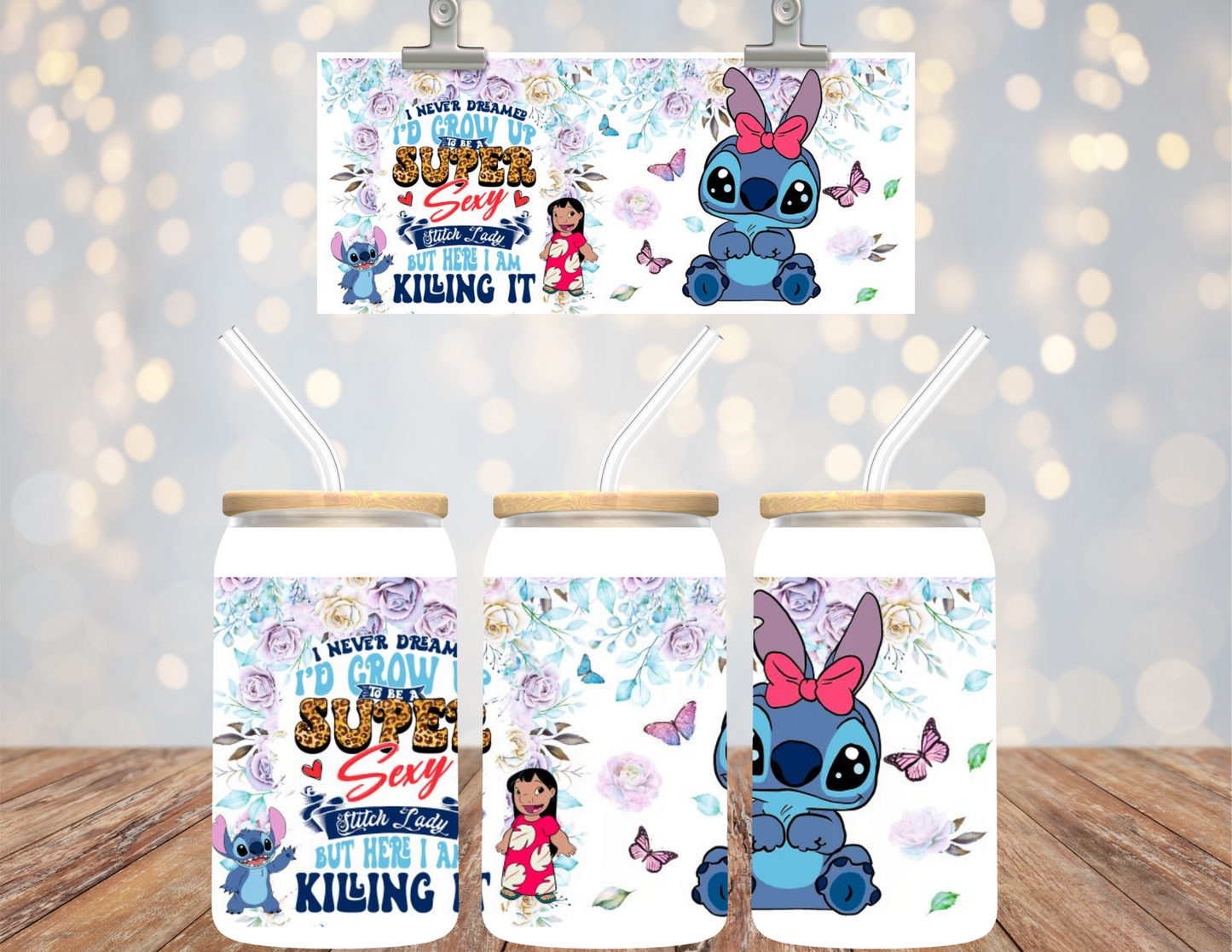 UVDTF 16 oz Cup Wrap Sexy Blue Guy Lady 6152