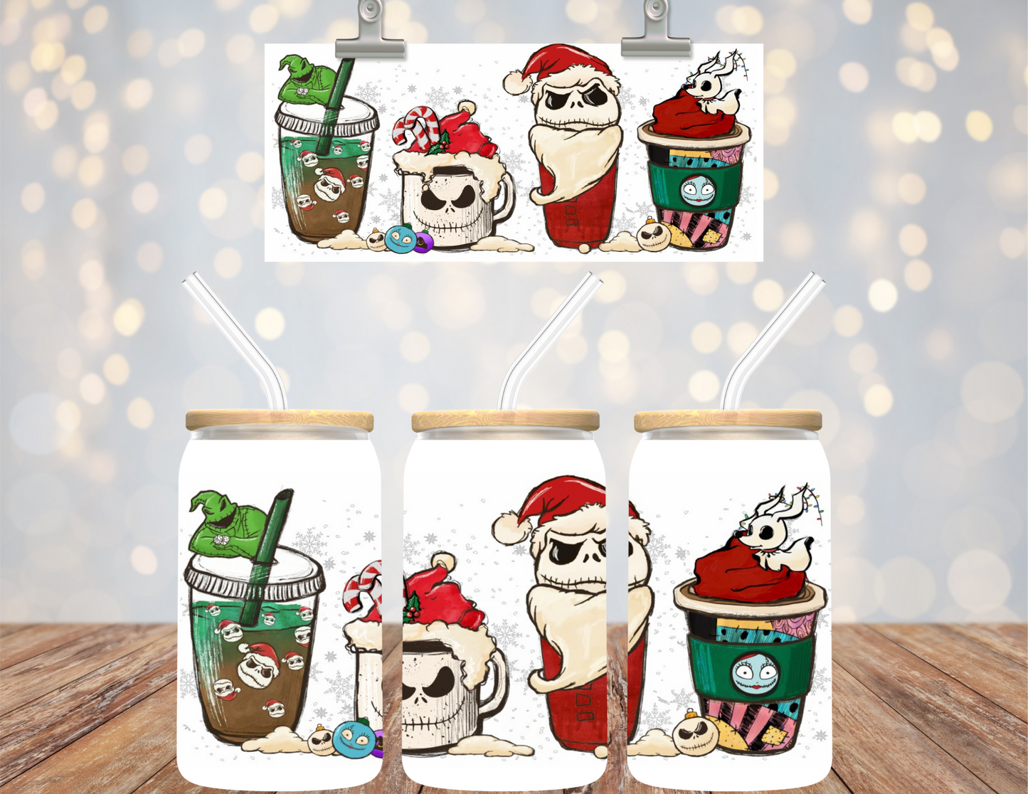 UVDTF 16 oz Cup Wrap Skeleton Coffee Cups 6144