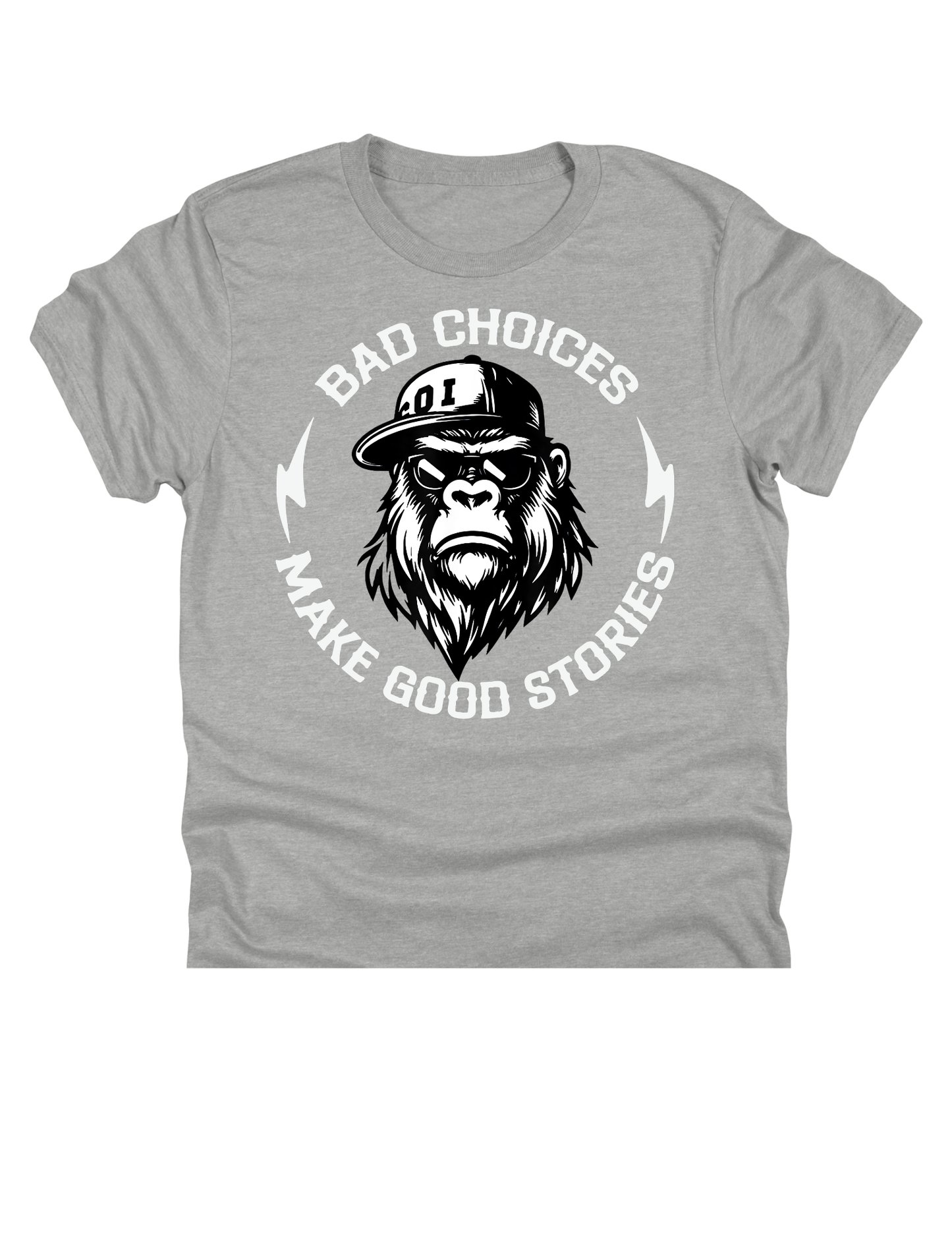 11" DTF Ready to Press - Bad Choices Make Good Stories Gorilla | 0114