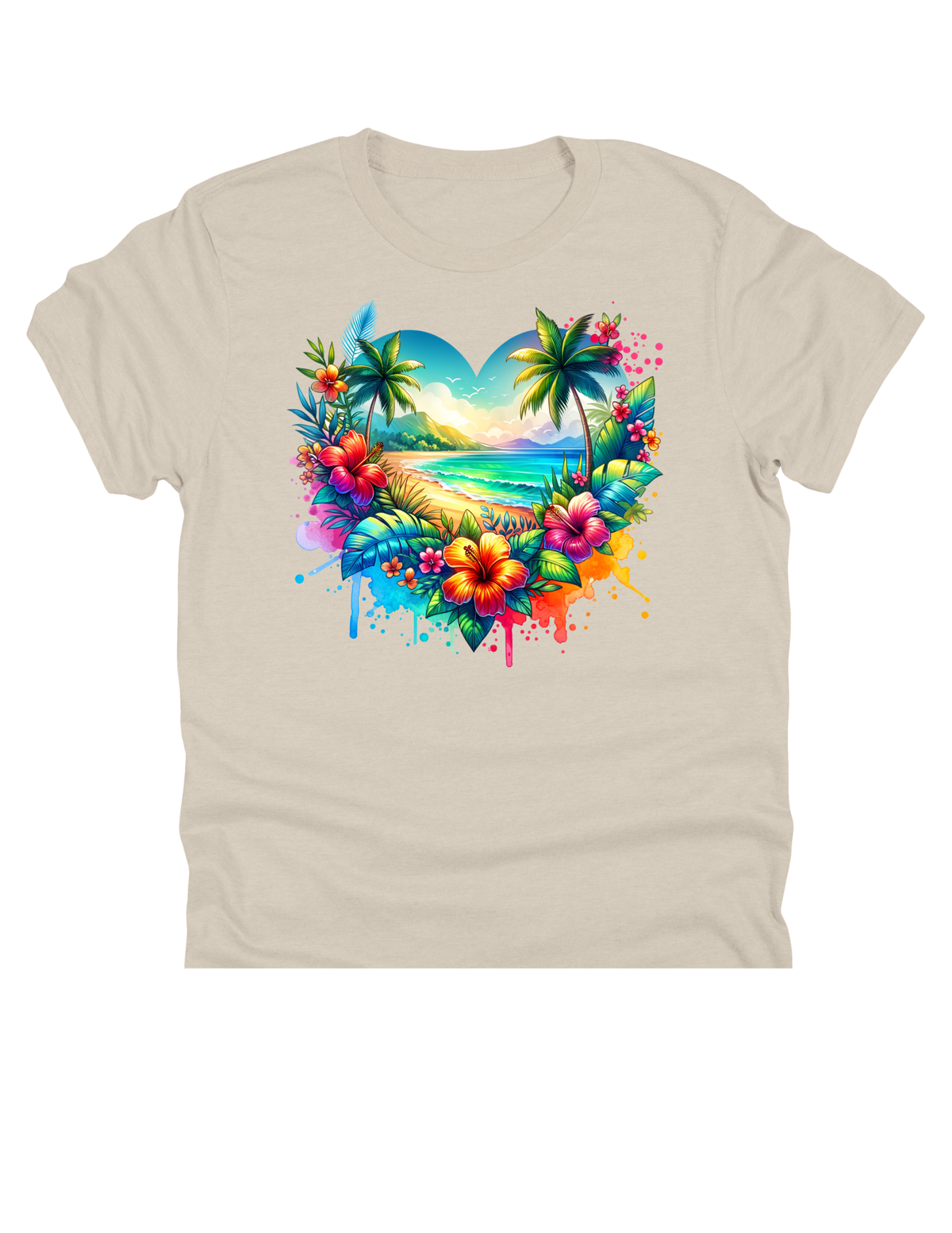 11" DTF Ready to Press - Tropical Beach Heart 306