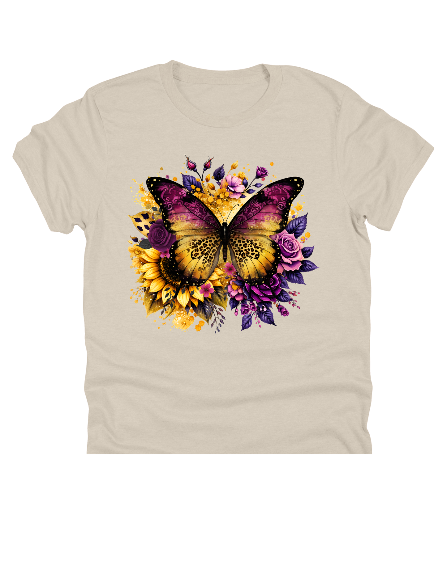 11" DTF Ready to Press - Purple & Gold Butterfly Florals 305
