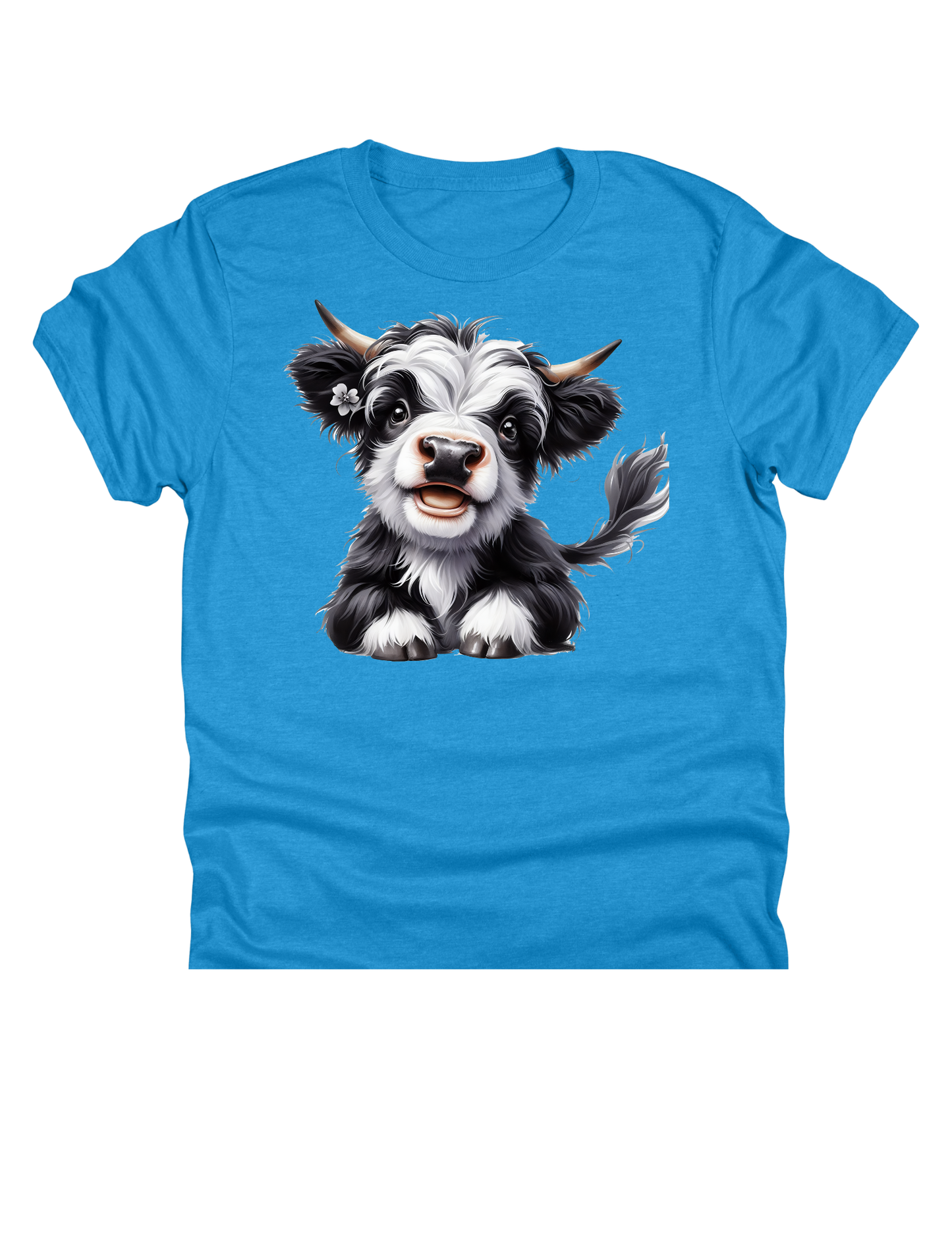 11" DTF Ready to Press - Black & White Highland Cow Calf | 0252