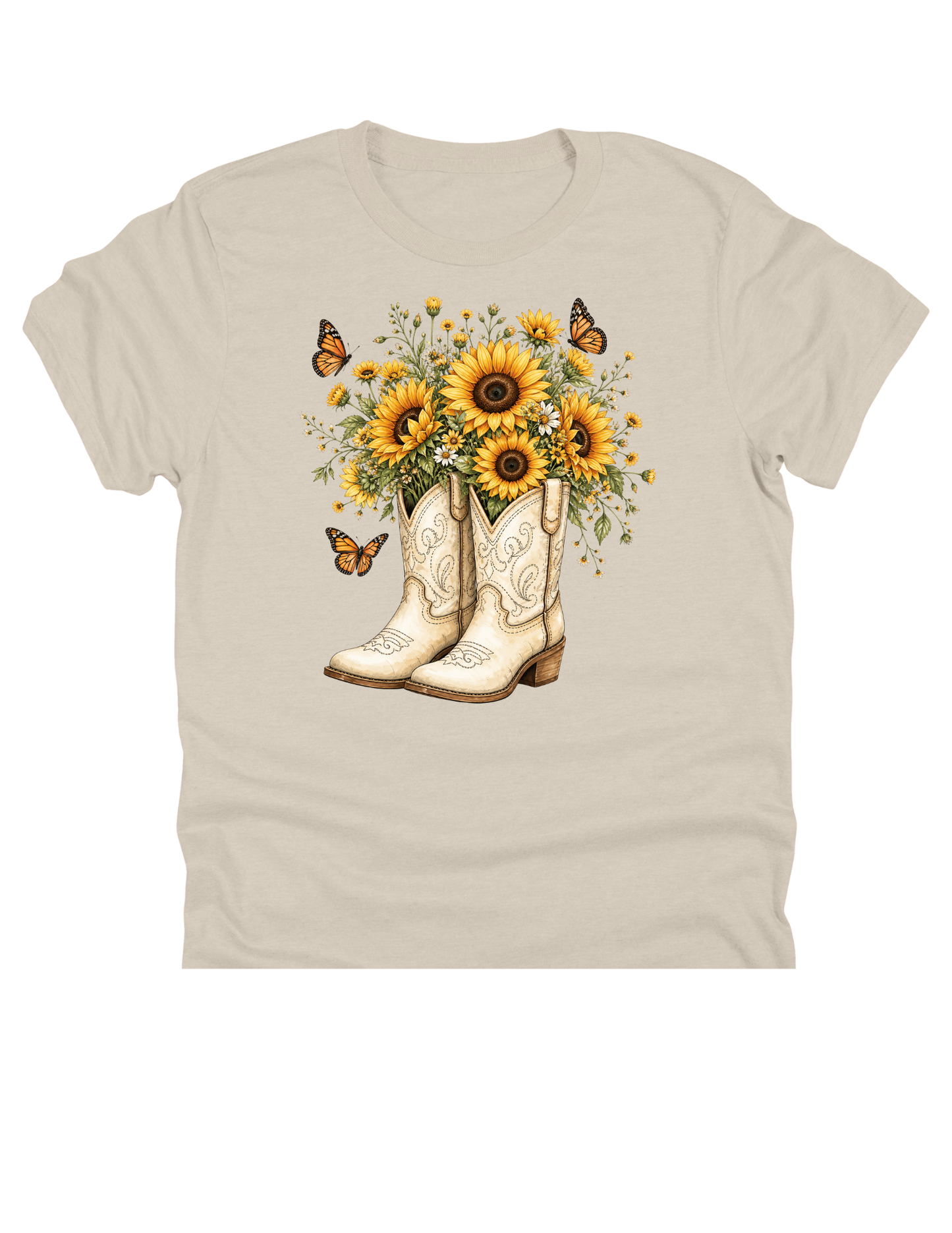 11" DTF Ready to Press - Sunflower Cowboy Boots & Butterflies | 0241