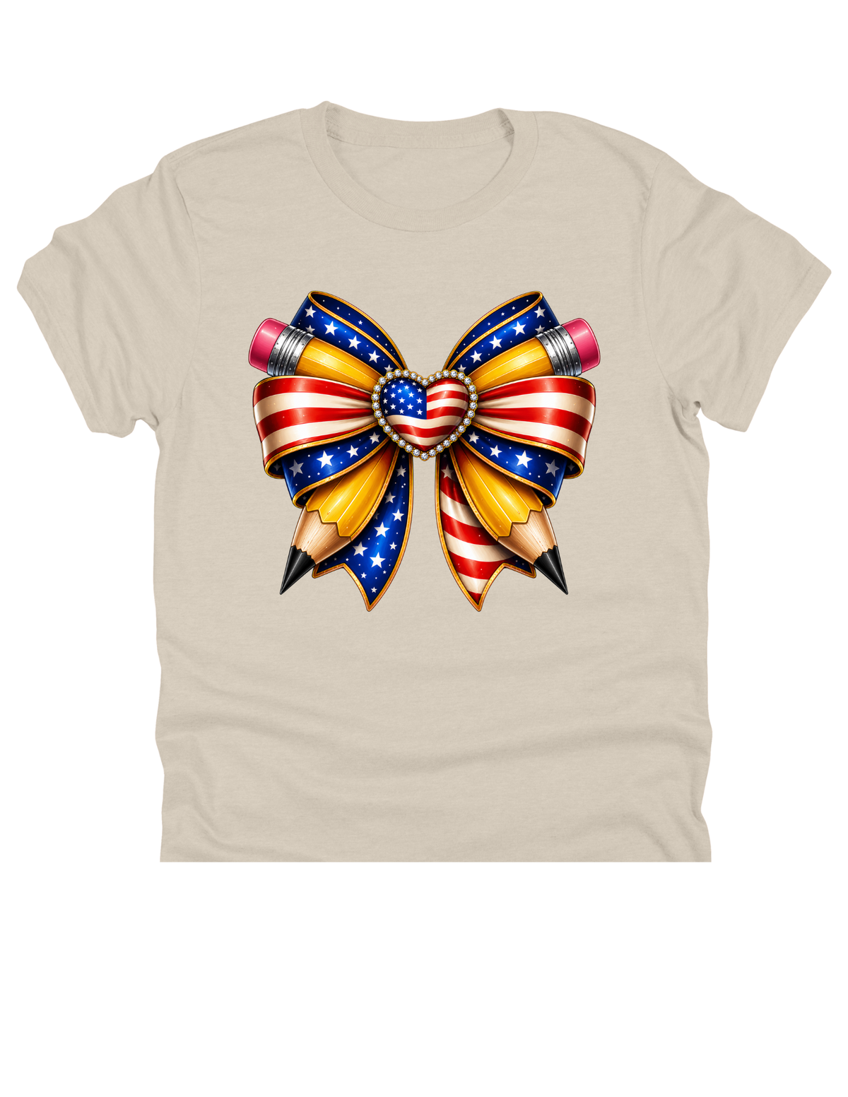 11" DTF Ready to Press - Patriotic Pencil Bow 366