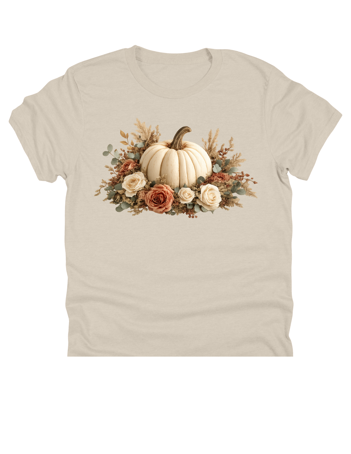 11" DTF Ready to Press - Neutral Floral White Pumpkin 346