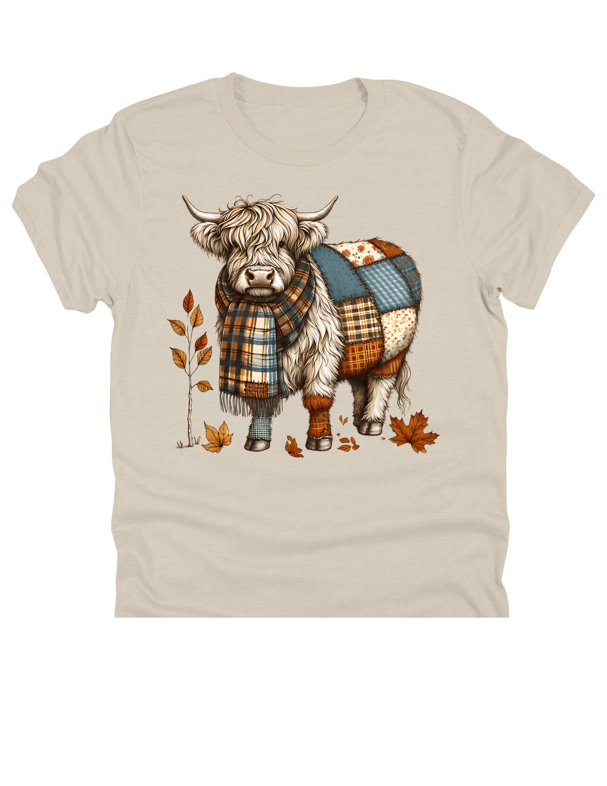 11" DTF Ready to Press - Patchwork Highland Cow Fall 365