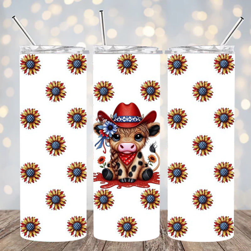 UVDTF 20 oz Cup Cute Cow Sunflowers 2156