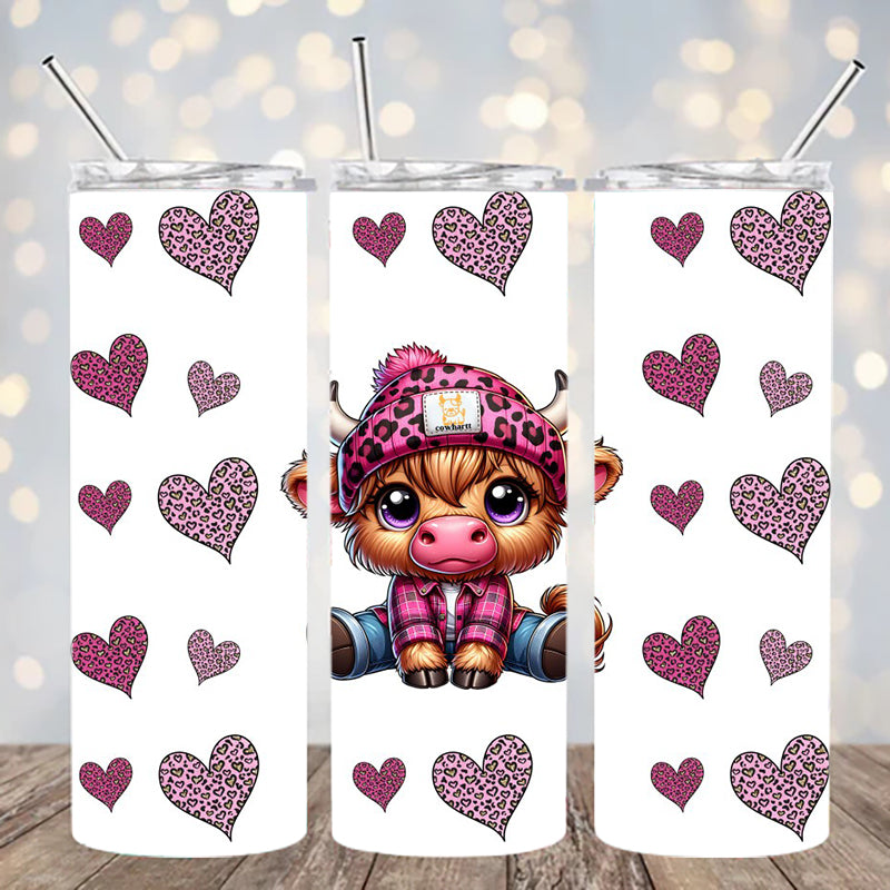 UVDTF 20 oz Cup Cute Cow with Hearts 2150