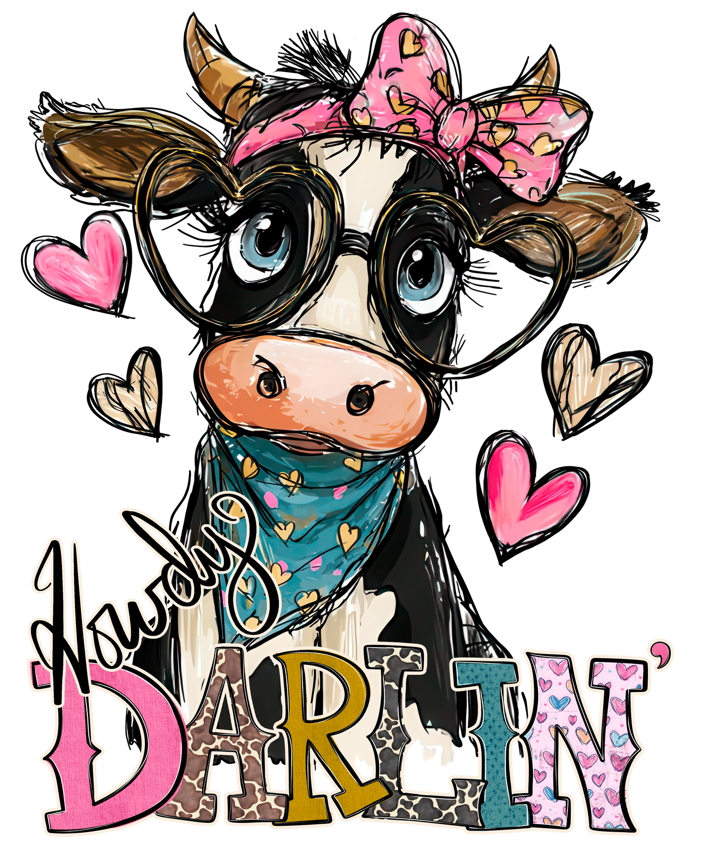 11" DTF Print Ready to Press Howdy Darlin