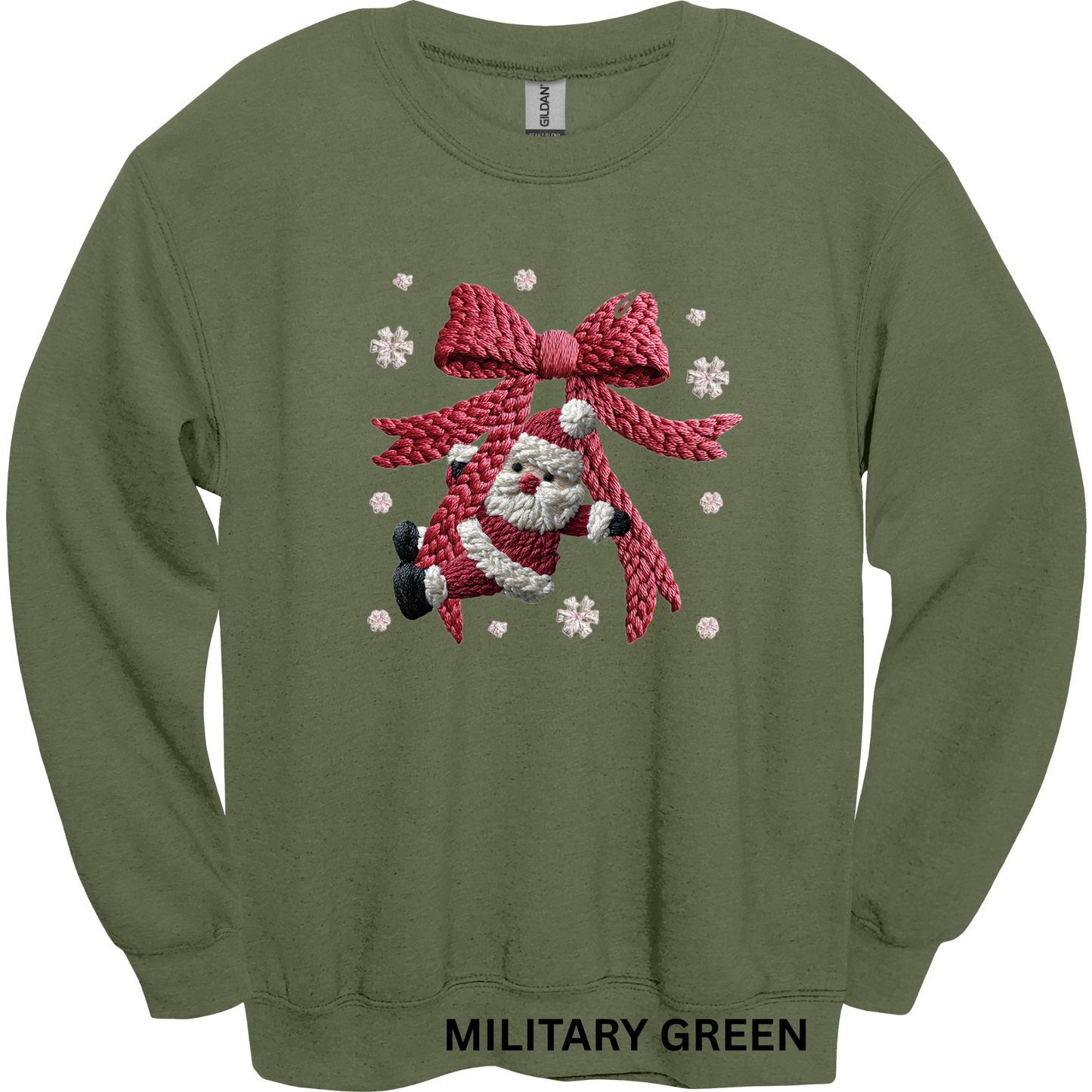 Crewneck Sweatshirt Faux Yarn Santa Bow 452