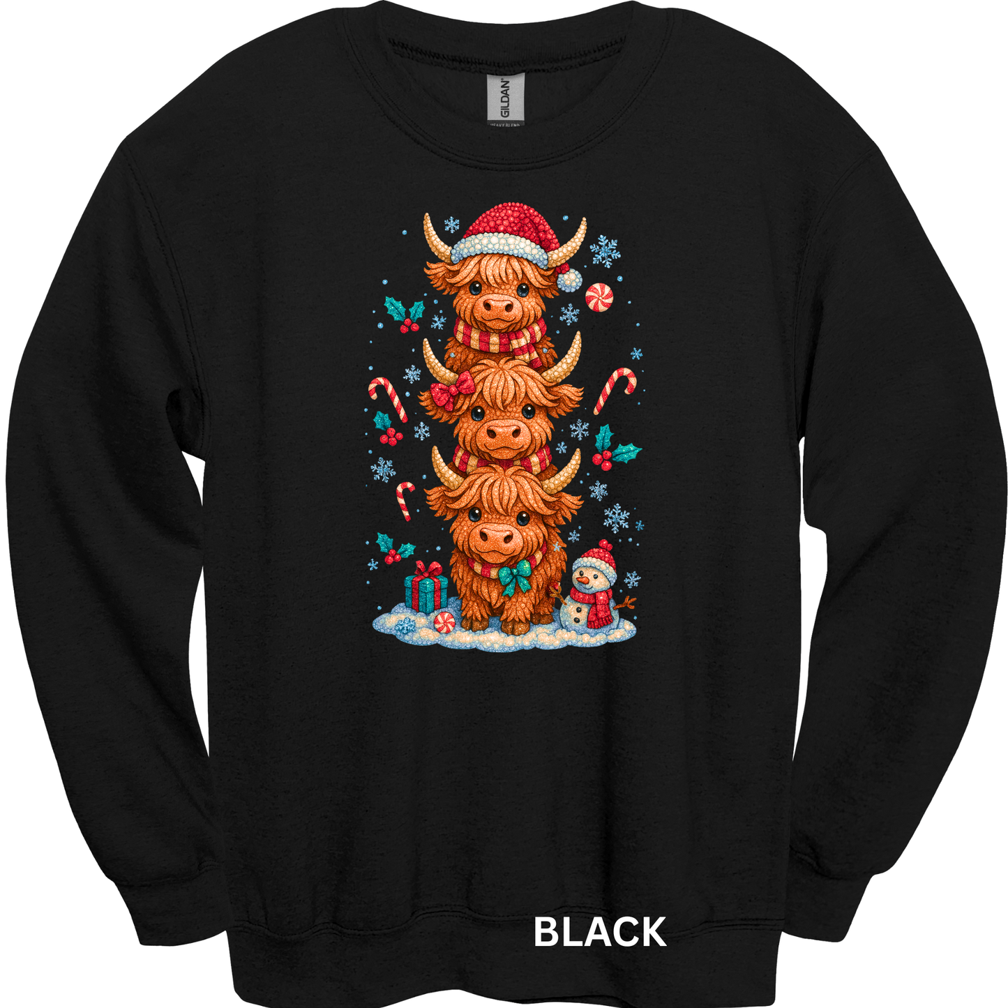 Crewneck Sweatshirt Christmas Cows 1057