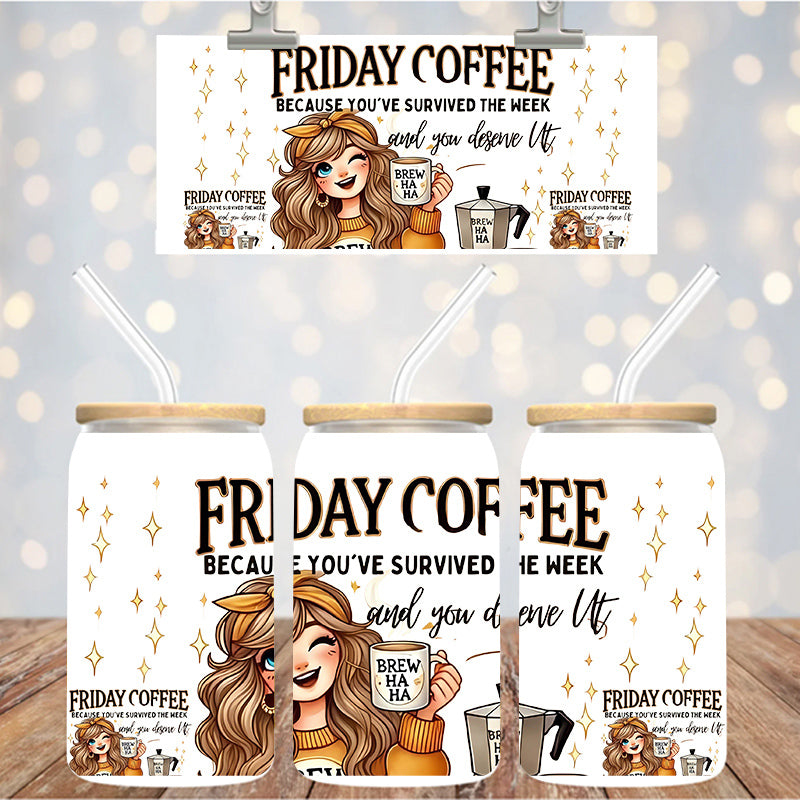 16 oz Uv Dtf Cup Wrap Friday Coffee 1322