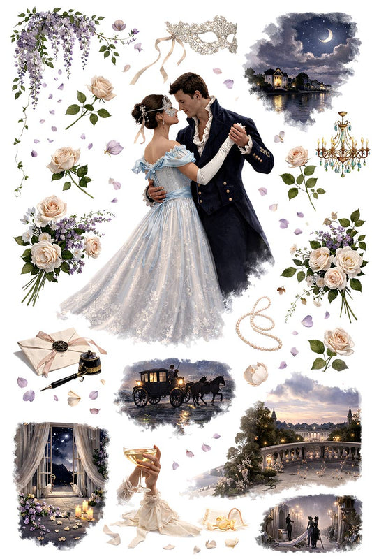 UVDTF 9.5 x 14 Element Sheet Midnight Masquerade Romance 1055