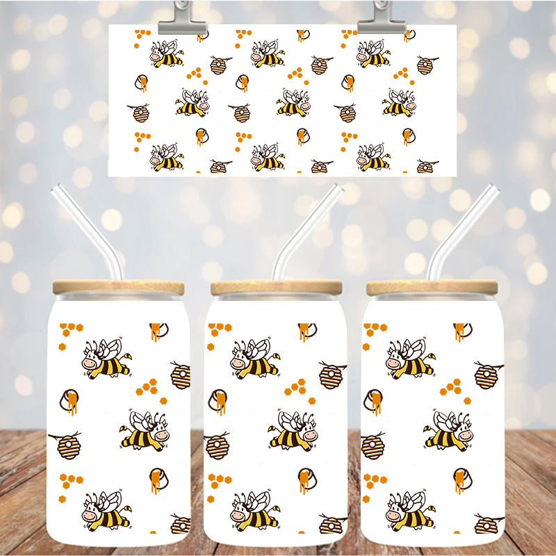 16 oz Uv Dtf Cup Wrap Cute Cow-Bees 1301