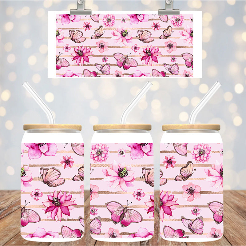 16 oz Uv Dtf Cup Wrap Butterflies 1298