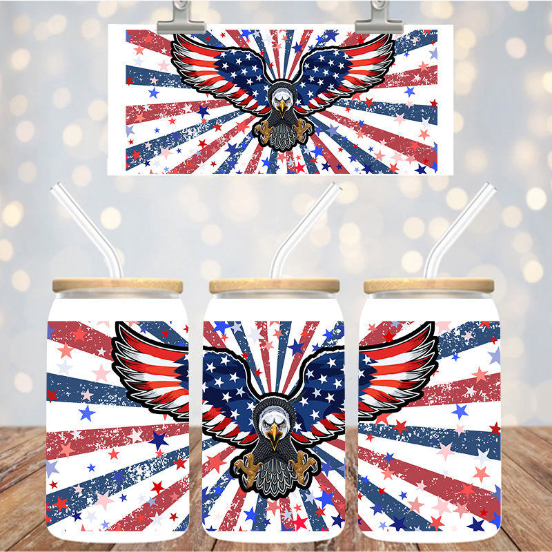16 oz Uv Dtf Cup Wrap Eagle Red White Blue 1253