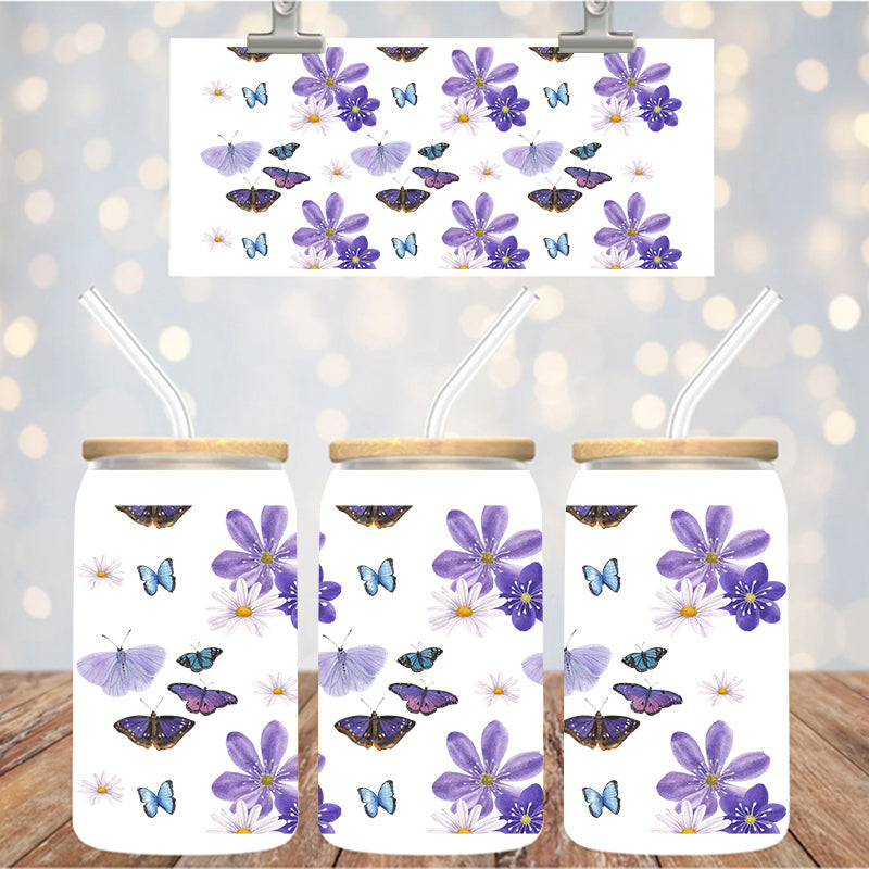 16 oz Uv Dtf Cup Wrap Butterfly Floral 1311