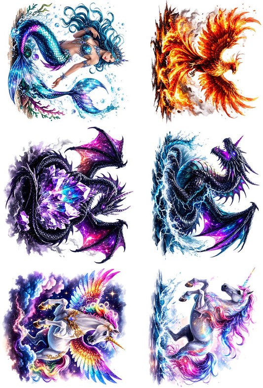 UVDTF 9.5 x 14 Element Sheet Mythical Fantasy Creatures 1054