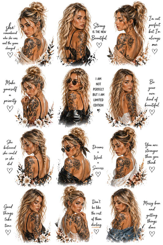 UVDTF 9.5 x 14 Element Sheet Tattooed Women Empowerment 1018