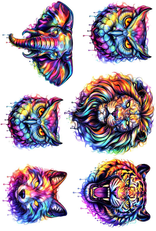 UVDTF 9.5 x 14 Element Sheet Rainbow Wildlife 1051