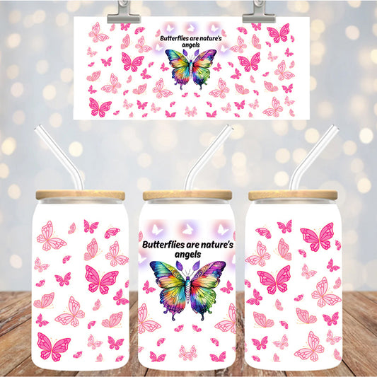 16 oz Uv Dtf Cup Wrap Butterflies are Natures Angels 1251