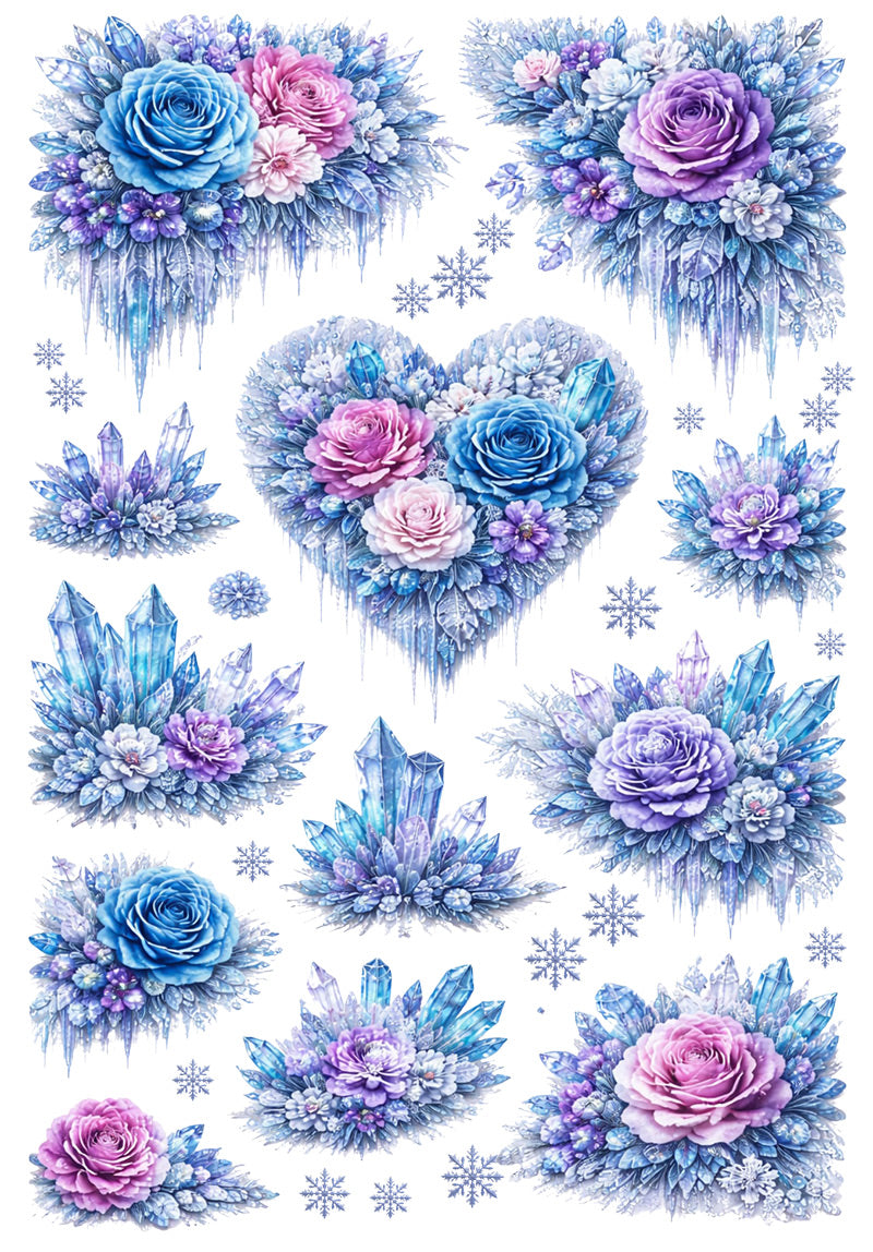 UVDTF 9.5 x 14 Element Sheet Icy Crystal Florals 1038
