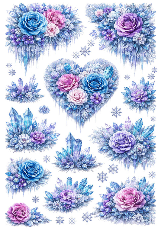 UVDTF 9.5 x 14 Element Sheet Icy Crystal Florals 1038