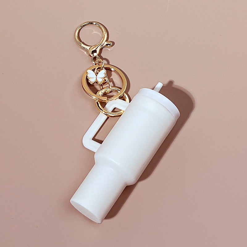 Mini Tumbler Keychains With Butterfly Charm