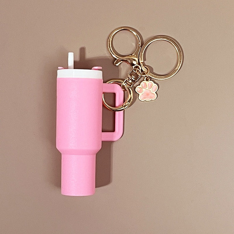 Mini Tumbler Keychains With Dog Paw Charm