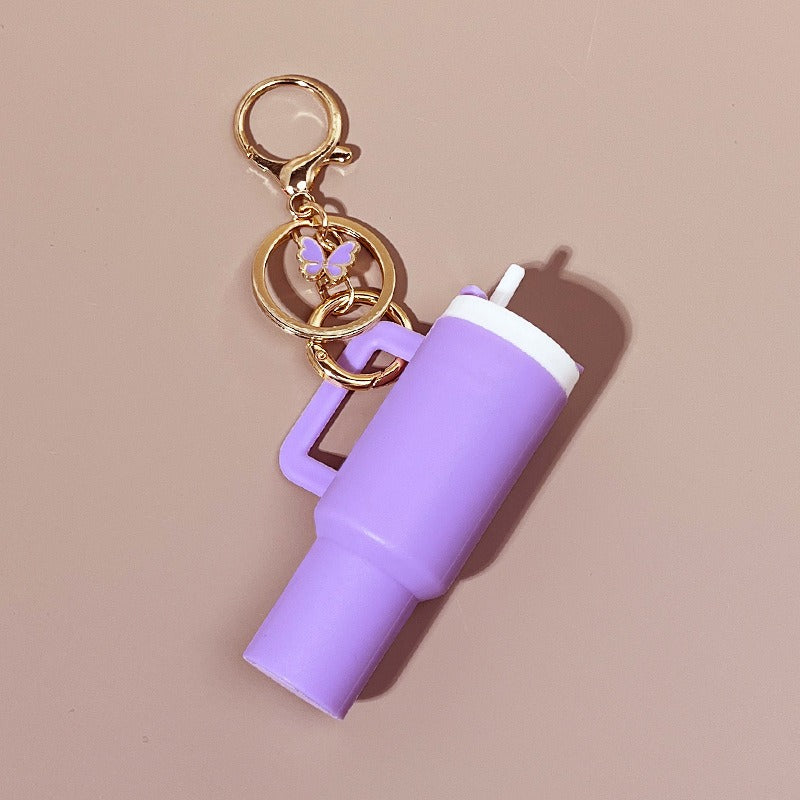 Mini Tumbler Keychains With Butterfly Charm