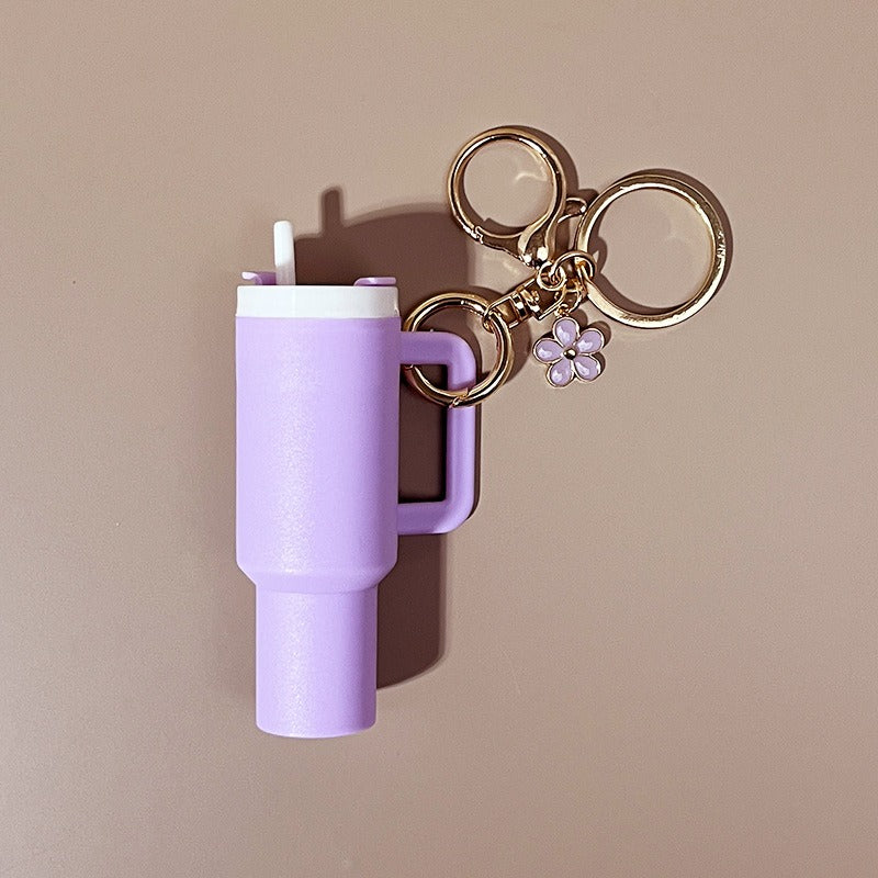 Mini Tumbler Keychains With Flower Charm