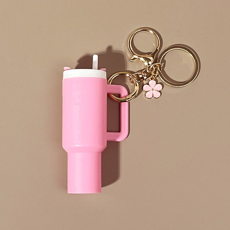 Mini Tumbler Keychains With Flower Charm