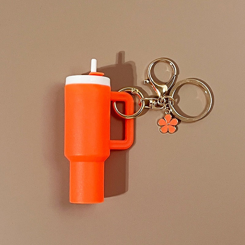 Mini Tumbler Keychains With Flower Charm