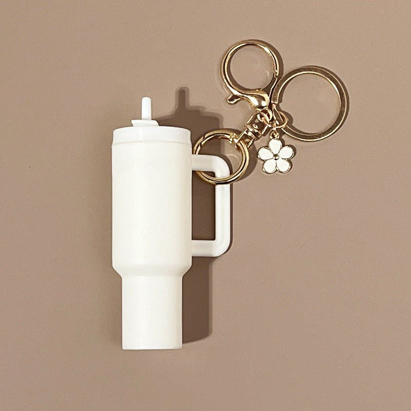 Mini Tumbler Keychains With Flower Charm