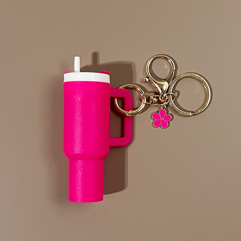 Mini Tumbler Keychains With Flower Charm