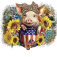4th of July Pig | 11" Ready to Press DTF Transfer | 0037