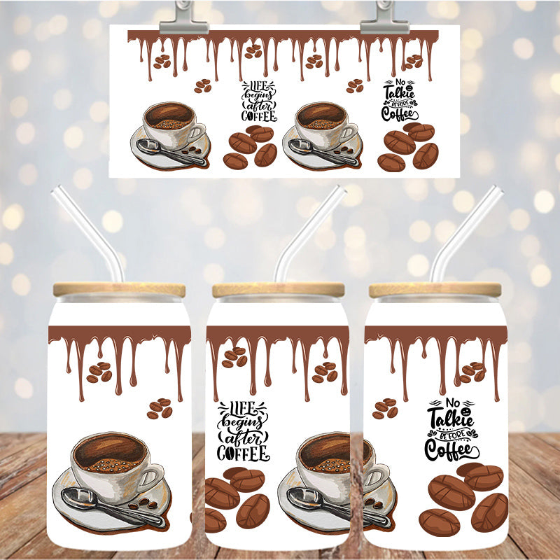 16 oz Uv Dtf Cup Wrap No Talkie Before Coffee 1257