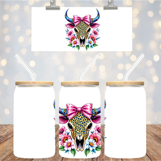 4" Decal Uvdtf Wrap Leopard Cow Skull D158