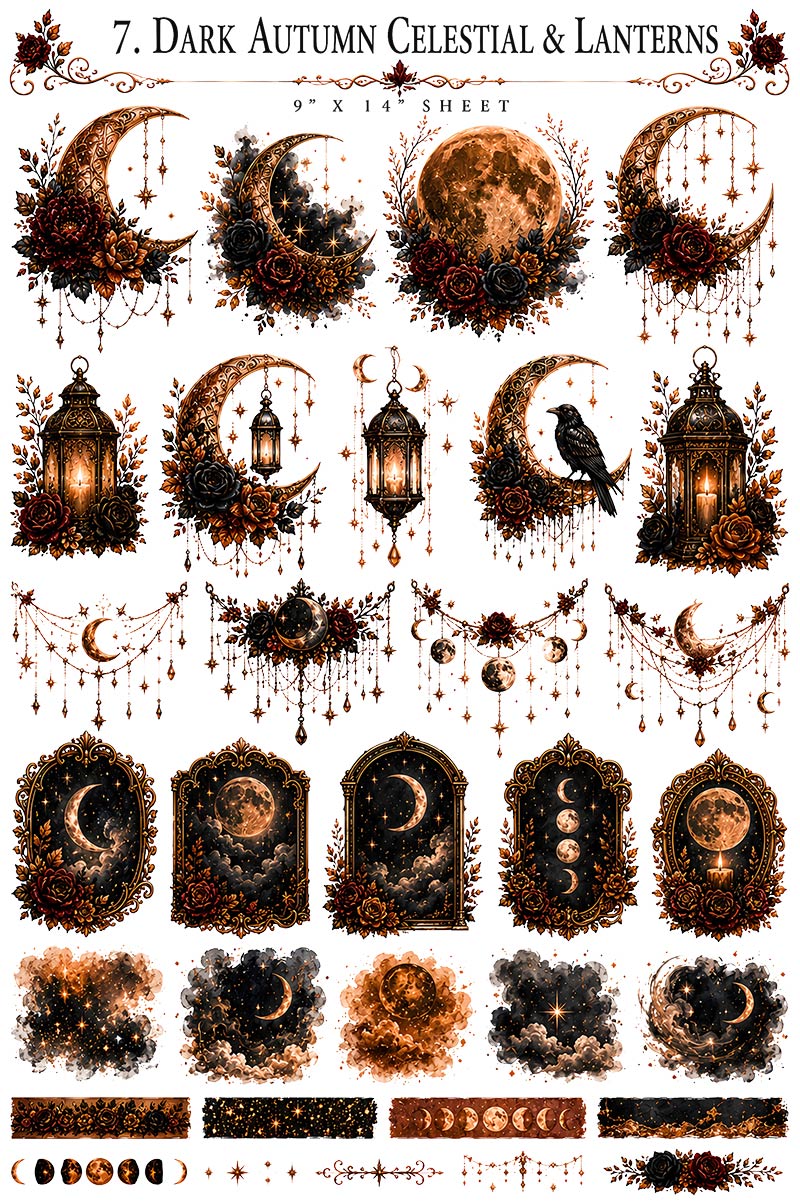 Dark Autumn Collection | UVDTF 9.5 x14 Element Sheets