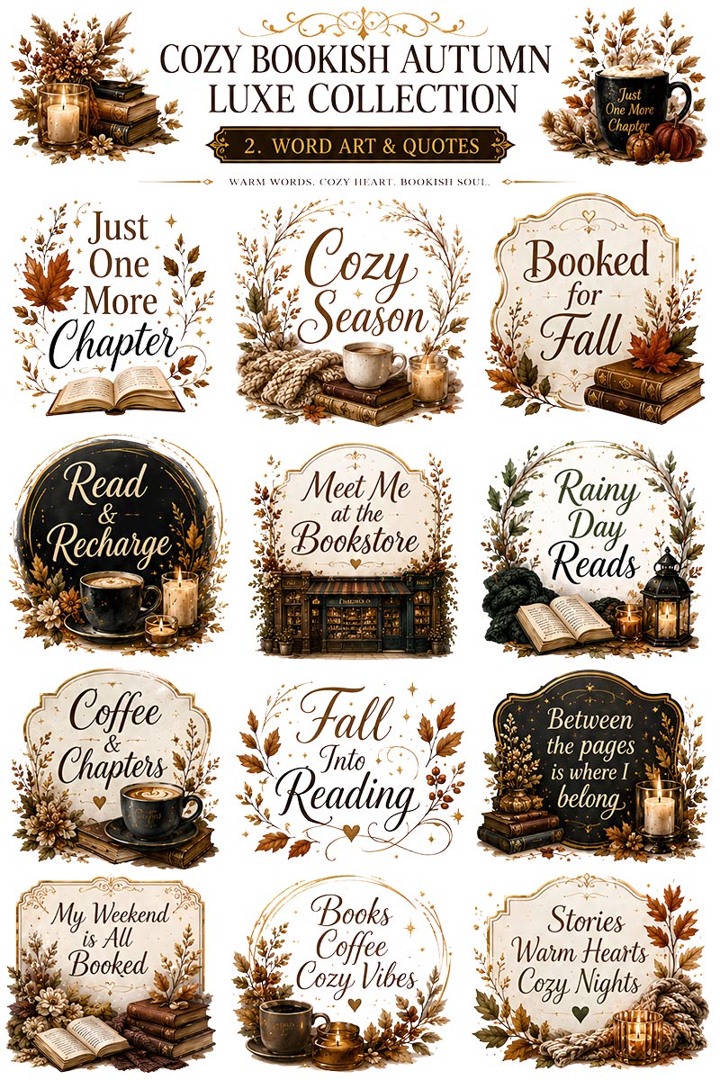 Cozy Bookish Collection | UVDTF 9.5 x14 Element Sheets 823